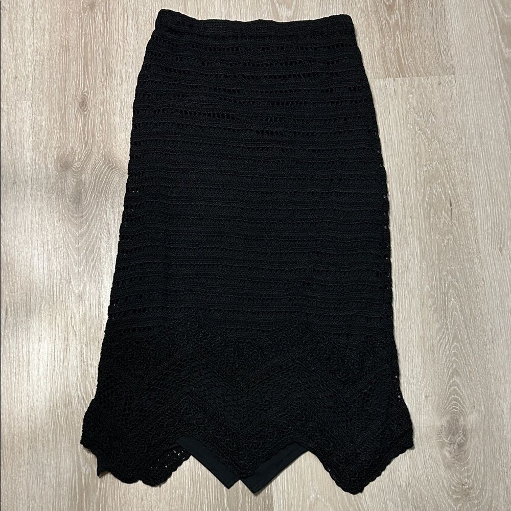 Chico’s Vintage 90’s Crochet Style Black Midi Skirt True Juniors Sz 1